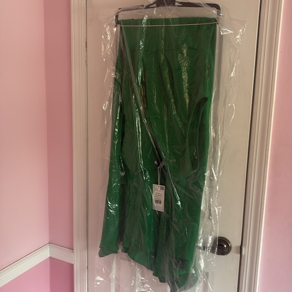 MANGO NWT Green Asymmetrical Dress with Side Slit Size 4 - Picture 8 of 8
